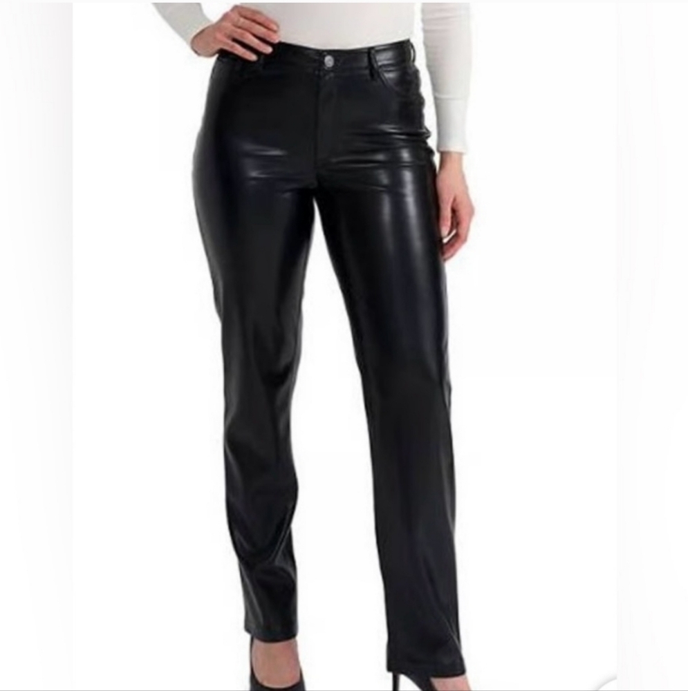 Joie Vegan Leather Black Straight Pants Brand New With Tags Size 12